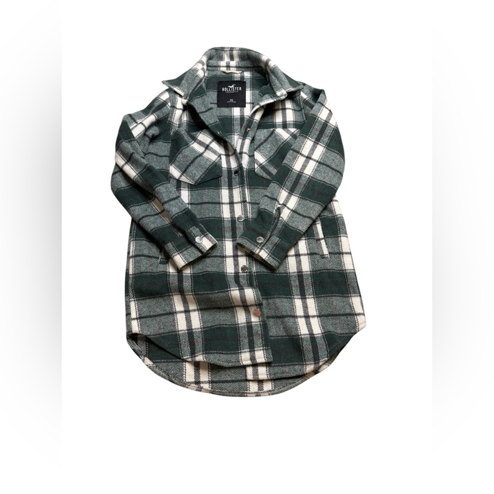 🍂✨HOLLISTER Women’s‎ Green & White Plaid Heavy Shacket XS✨🍂